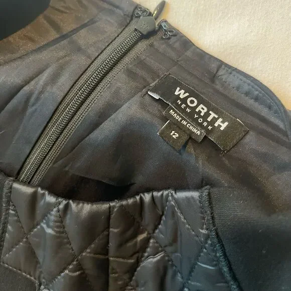 Worth New York Women's Black Padded Quilt Pencil Skirt Size 12 - Picture 4 of 5